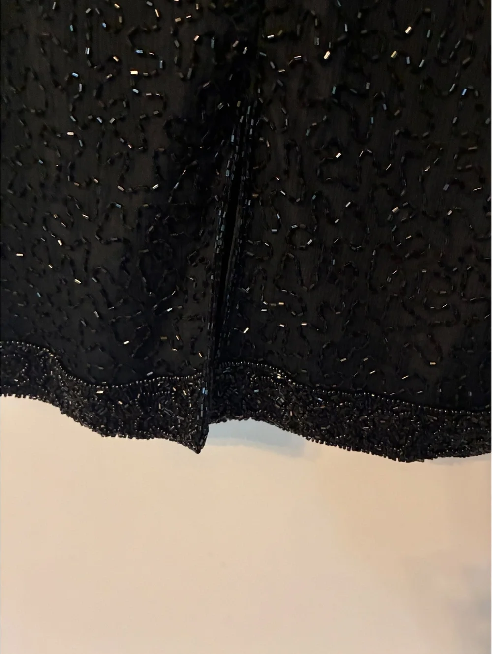 Vintage Black Silk Beaded Dress Jacket Set Size M Evening Formal